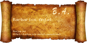Barbarics Antal névjegykártya